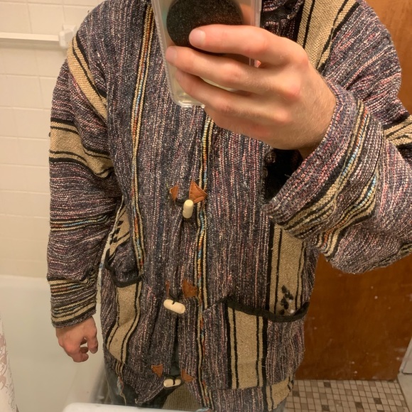 Decorative Moroccan Rug Hoodie Hand Knit - Picture 2 of 5